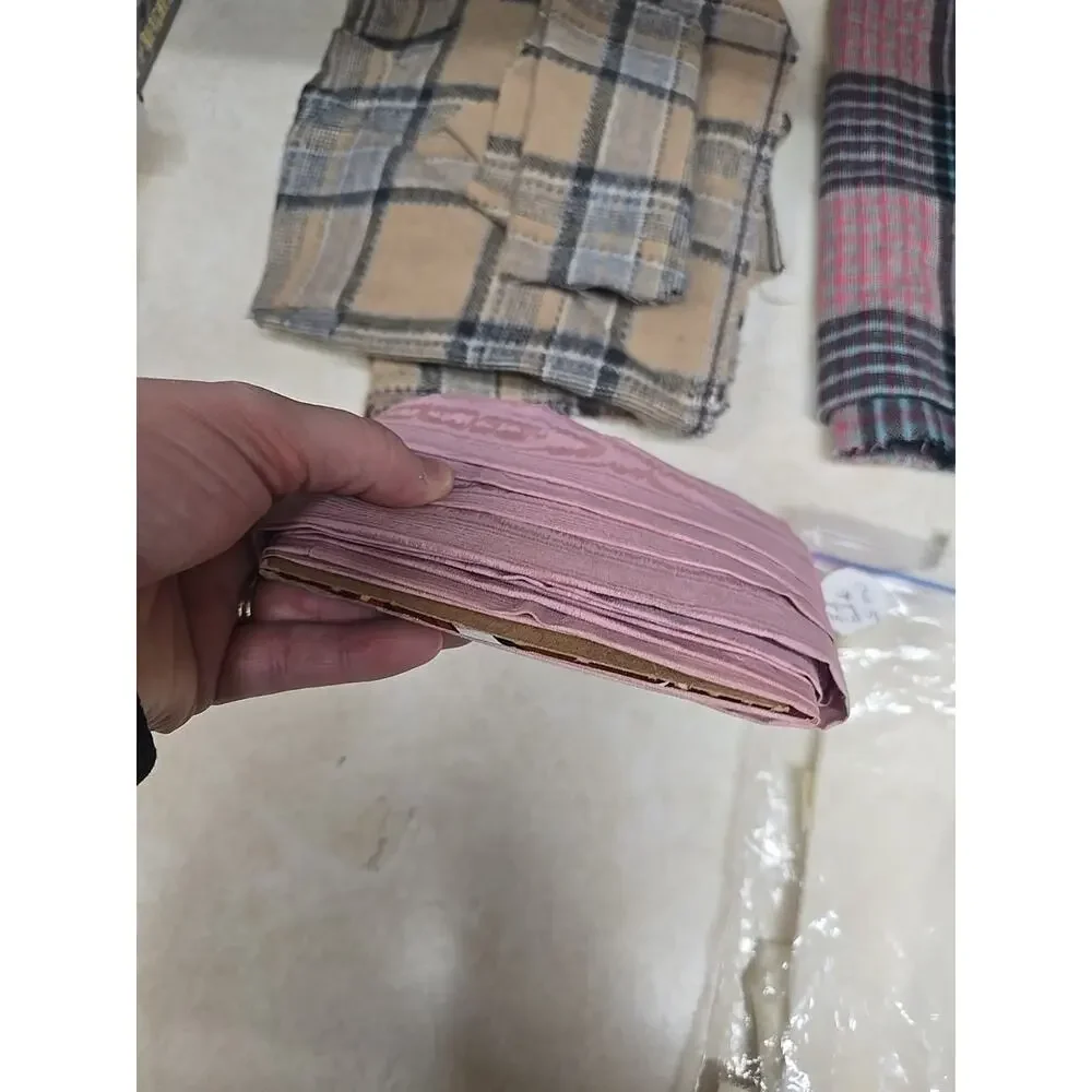 Vtg Fabric Lot Remnants Plaid‎ Silk Moire Pink Altar Cloth Church Sewing Craft